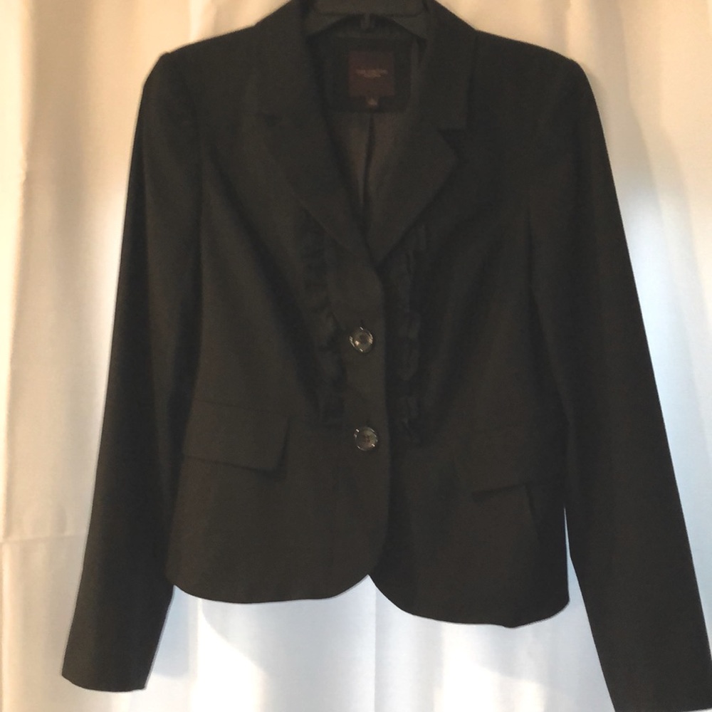 Fun ruffle front The Limited black blazer two button in size medium barely worn
